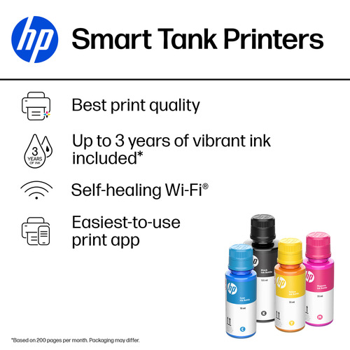 HP 7605 Smart Tank - Tintenstrahl-Multifunktionsdrucker - Kopierer/Drucker/Scanner - 4800 x 1200 dpi Druckauflösung