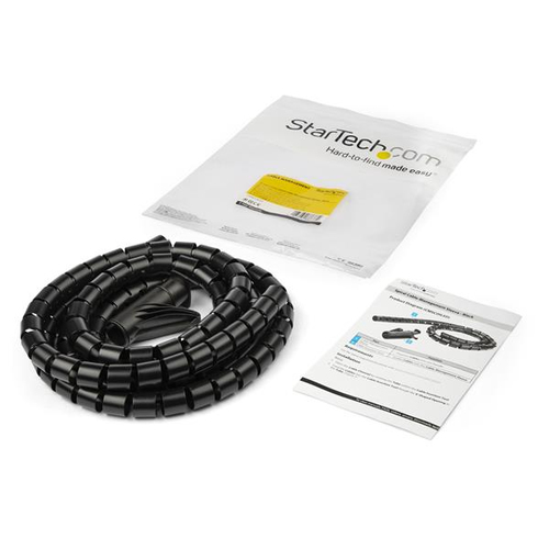 StarTech.com 1.5m / 4.9ft Cable Management Sleeve - Spiral - 25mm / 1" Diameter - W/ Cable Loading Tool - Expandable Coile