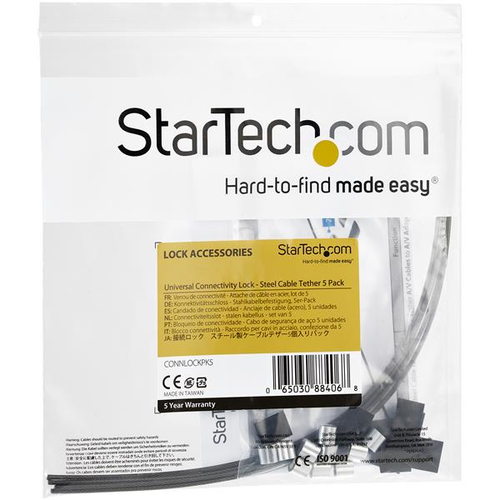 StarTech.com 5-Pack Security Cable Tethers for Adapters & Dongles - Universal Cable Tether Kit - Steel Tether Cable Lock -