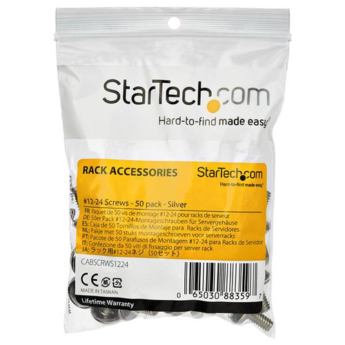 StarTech.com 12-24 Server Rack Screws - 50 pack - Nickel-plated (CABSCRWS1224) - This 50 Pack of 12-24 Server Rack Screws 