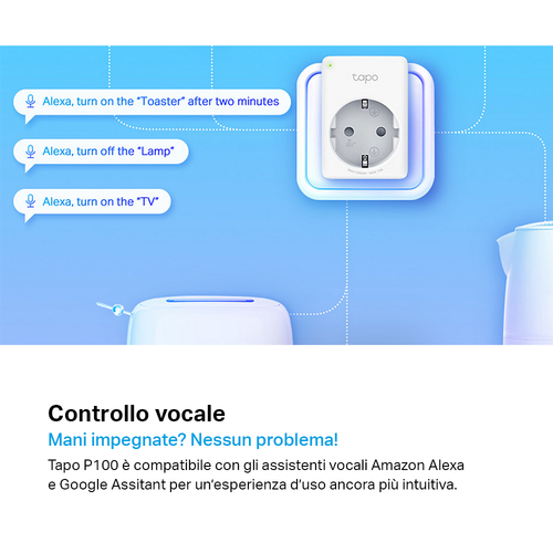 TP-Link Tapo P100. Connectivity technology: Wireless, Wireless technology: Bluetooth / Wi-Fi, Frequency: 2.4 MHz. Placemen
