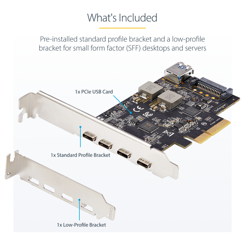 StarTech.com 5-Port USB PCIe Card, USB 3.2 10Gbps, PCI Express Card with 4x USB-C Ports, 1x USB-A Internal Port - Upgrade 