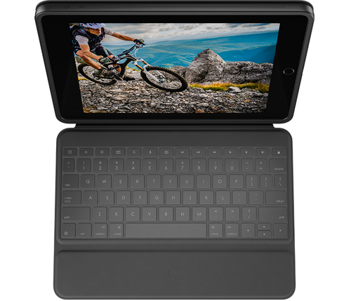 Logitech Rugged Folio Keyboard/Cover Case (Folio) for 25.9 cm (10.2") Apple iPad (7th Generation) Tablet - Graphite - Drop
