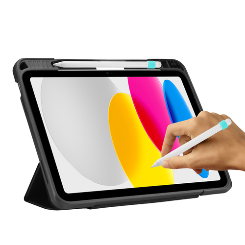 DEQSTER Robust Tasche (Dreiseitig) für 27,7 cm (10,9 Zoll) Apple, Logitech iPad (10. Generation) Tablet - Schwarz - Polyur