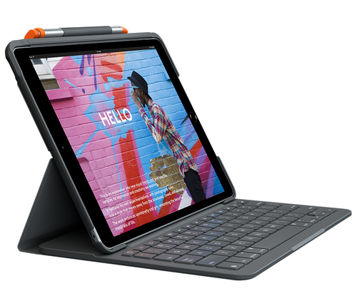 Logitech Slim Folio Tastatur/Cover (Folie) für 25,9 cm (10,2 Zoll) Apple, Logitech iPad (7. Generation) Tablet - Graphit -