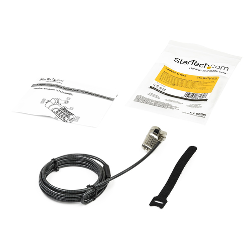 StarTech.com 6.5ft Laptop Cable Lock - 4 Digit Combination Anti-Theft Security Cable Lock for Wedge Slot Computer - Vinyl 