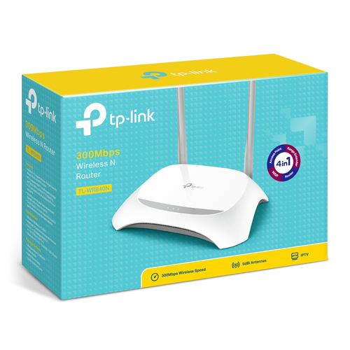 TP-Link TL-WR840N Wi-Fi 4 IEEE 802.11n  Wireless Router - 2.40 GHz ISM Band - 2 x Antenna - 37.50 MB/s Wireless Speed - 4 