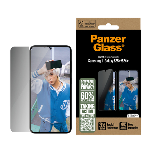 PanzerGlass Privacy Screen Protector for Galaxy S25+ - For AMOLED Smartphone