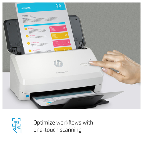HP Scanjet Pro 2000 s2 Sheet-feed Scanner. Maximum scan size: 216 x 3100 mm, Optical scanning resolution: 600 x 600 DPI, D