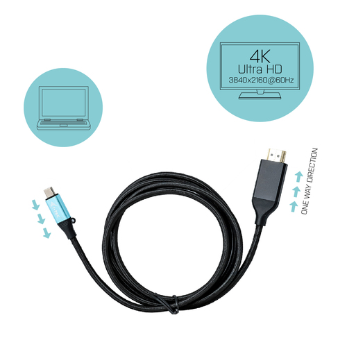 i-tec USB-C HDMI Cable Adapter 4K / 60 Hz 200cm. Longueur de câble: 2 m, Connecteur 1: USB Type-C, Connecteur 2: HDMI. Poi