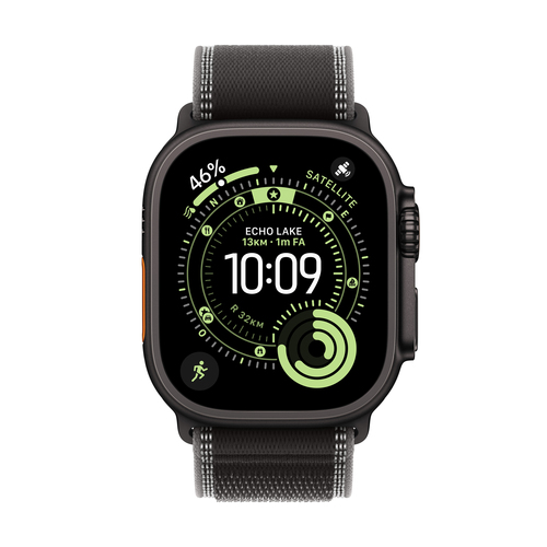 Apple Watch Ultra 3 Smartwatch - 49 mm Case Height - 44 mm Case Width - Schwarz Tasche, Farbe - Schwarz, Dunkelgrau Band C