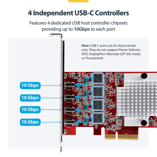 StarTech.com USB Adapter - PCI Express x4 - 1.25 GB/s, 640 MB/s, 60 MB/s, 1.50 MB/s, 140.80 kB/s - Desktop, Server - Inter