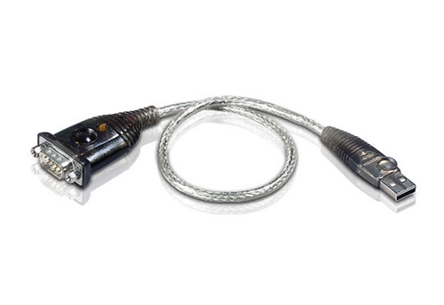 ATEN Adaptador USB a RS-232 (35 cm). Color del producto: Acero inoxidable, Transparente, Negro, Longitud de cable: 0,35 m,