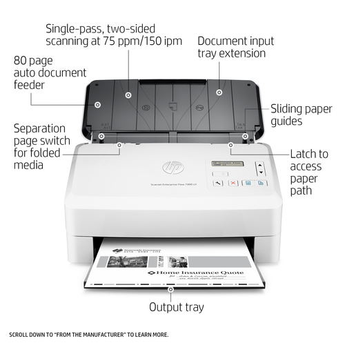 HP Scanjet 7000 s3 Sheetfed Scanner - 600 dpi Optical - 48-bit Color - 75 ppm (Mono)