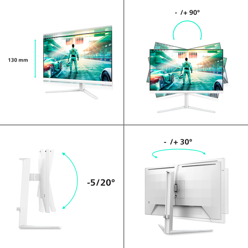 Monitor LED da gioco Evnia 27M2N3501PA 685,8 mm (27") Classe WQHD - 16:9 - Bianco - 68,6 cm (27") Viewable - IPS veloce - 