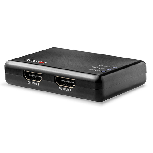 Lindy 2 Port HDMI 10.2G Splitter, Compact. Video port type: HDMI, Video out: 2x HDMI. Maximum resolution: 3840 x 2160 pixe