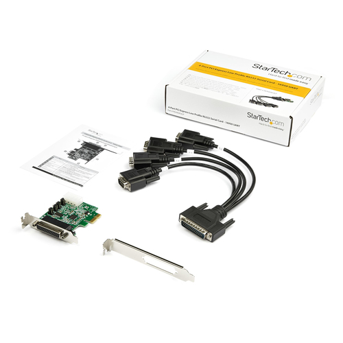 StarTech.com Multiport Serial Adapter - PCI Express 1.1 x1 - 4 x DB-9 RS-232 - Serial, Via Cable - 921.60 kbit/s - 16950 -