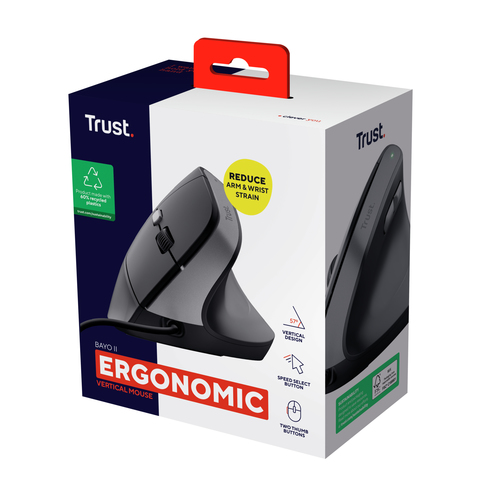 Trust Bayo II Maus - USB 3.0 Typ A - 6 Taste(n) - Schwarz - Kabel - 2400 dpi Auflösung - Scroll-Rad - Nur für Rechtshänder