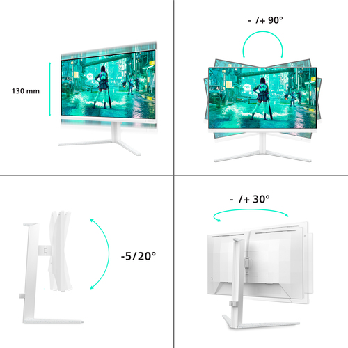 Evnia 24M2N3201A 24" Class Full HD LCD Monitor - White - 60.5 cm (23.8") Viewable - Fast IPS - 1920 x 1080 - 180 Hz Refres