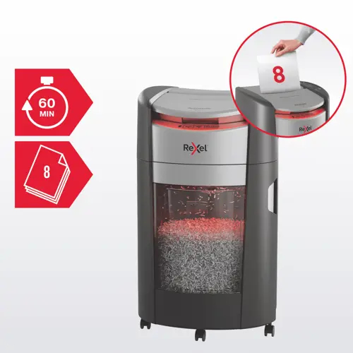 Rexel ShredMax AutoFeed+ 300M Micro Cut Paper Shredder. Shredding type: Micro-cut shredding, Working width: 22.5 cm, Shred