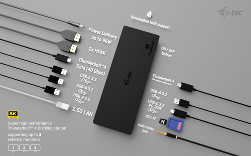 I-TEC THUNDERBOLT4 3X DISPLAY DOCKING STATION POWER DELIVERY 9