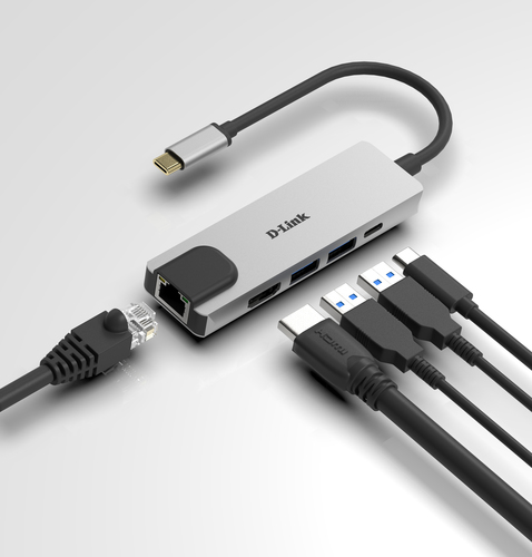 D-Link DUB-M520 USB-Typ C Docking Station für Notebook - Tragbar - 2 Unterstützte Displays - 4K - 3840 x 2160 - 2 x USB Ty