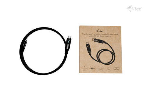 i-tec Thunderbolt 4/USB4 Class Pro Cable 240W with LCD (40 Gbps, 150 cm). Anschluss 1: Männlich, Anschluss 2: Männlich, Ka