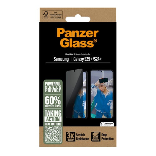 PanzerGlass Privacy Screen Protector for Galaxy S25+ - For AMOLED Smartphone