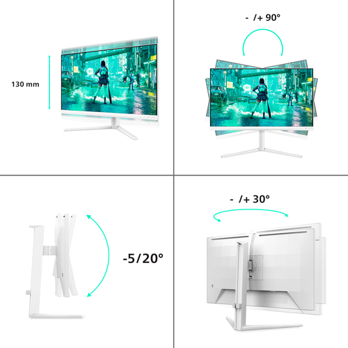 Evnia 27M2N3201A 27" Class Full HD Gaming LED Monitor - 16:9 - Textured White - 68.6 cm (27") Viewable - In-plane Switchin