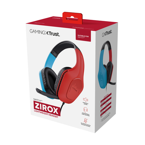 Trust Gaming Zirox 416S Kabel Kopfbügel, Über das Ohr Stereo Gaming Headset - Mehrfärbig, Blau, Rot, Schwarz, Türkis - Bin
