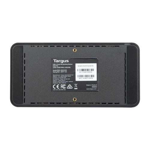Targus DOCK310EUZ. Docking Station: Alámbrico, Interfaz de host: USB 3.2 Gen 1 (3.1 Gen 1) Type-C, Entrega de energía USB 