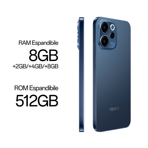 OPPO Reno15 FS 5G AI Smartphone, Tripla fotocamera 50+8+2MP, Selfie 50MP, Display 6.57” 120HZ AMOLED FHD+, 6500mAh, RAM 8G