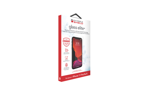 invisibleSHIELD Glass Elite+ Glass Screen Protector - For LCD iPhone X, iPhone XS, iPhone 11 Pro - Impact Resistant, Scrat