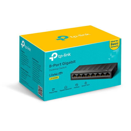 TP-Link LiteWave LS1008G 8 Ports Ethernet Switch - Gigabit Ethernet - 10/100/1000Base-T - 2 Layer Supported - 2.70 W Power