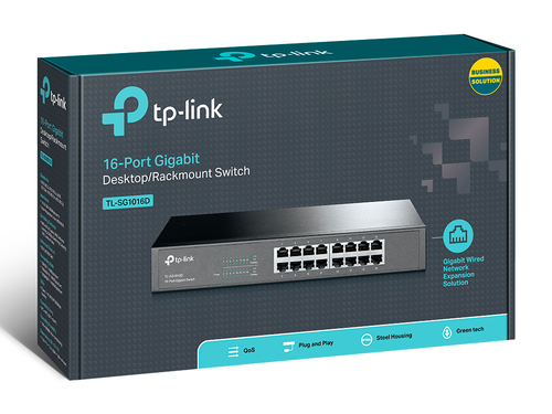 TP-Link TL-SG1016D 16 Anschlüsse Ethernet-Switch - Gigabit-Ethernet - 10/100/1000Base-T - 2 Unterstützte Netzwerkschicht -
