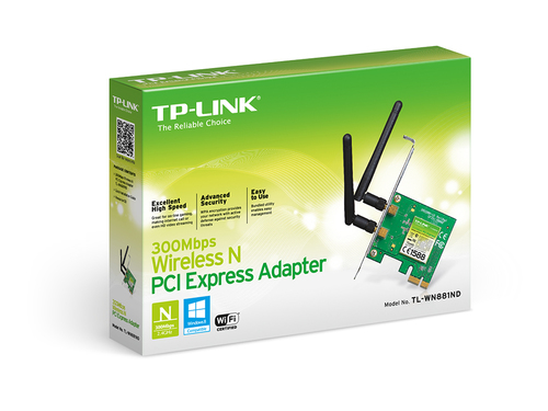TP-Link TL-WN881ND Wi-Fi Adapter für Desktop Computer - IEEE 802.11n - PCI Express x1 - 300 Mbit/s - 2,48 GHz ISMIntern