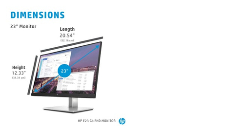 HP E-Series E23 G4. Display diagonal: 58.4 cm (23"), Display resolution: 1920 x 1080 pixels, HD type: Full HD, Display tec
