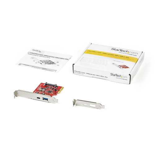 StarTech.com USB Adapter - PCI Express x4 - Plug-in Card - Red - UASP Support - 2 Total USB Port(s) - 2 USB 3.1 Port(s) - 