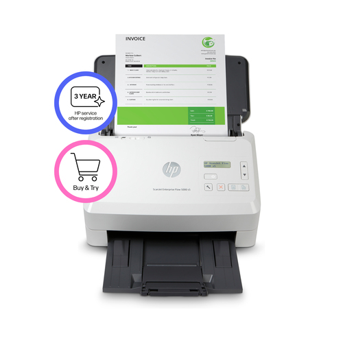 HP Scanjet Enterprise Flow 5000 s5 Sheetfed Scanner - 600 dpi Optical - 48-bit Color - 8-bit Grayscale - 65 ppm (Mono) - 6