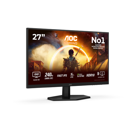 AOC Q27G42ZE 27" Aula WQHD Monitor LED para jogos - 16:9 - Preto, Vermelho - 68,6 cm (27") Viewable - Fast IPS - WLED Luz 