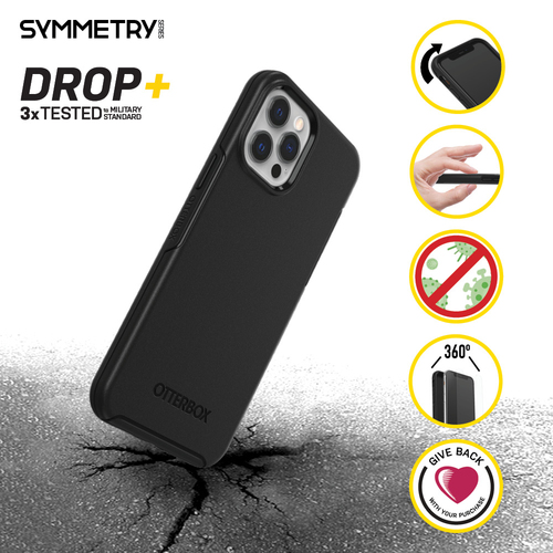 OtterBox Symmetry Estojo para Apple iPhone 12, iPhone 12 Pro Smartphone - Preto - Resistente a quedas, Resistente a golpes
