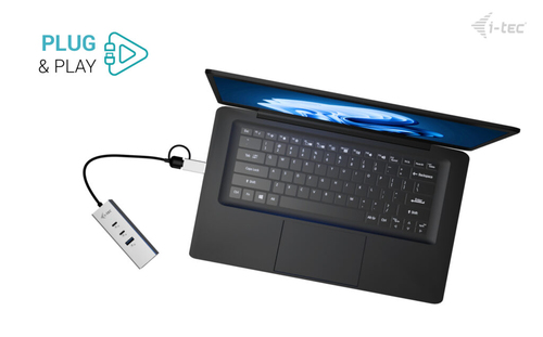 i-tec USB/Ethernet Combo Hub - USB Type A, USB Type C - 640 MB/s - Hard Drive, Keyboard, Notebook, Tablet, Desktop - 3 Tot