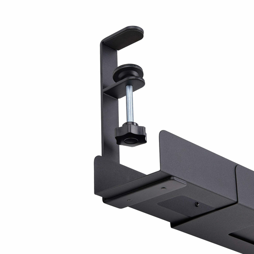 StarTech.com Under Desk Cable Management Tray, Length Adjustable, Clamp-On Installation, No Drilling Required, Black - Len