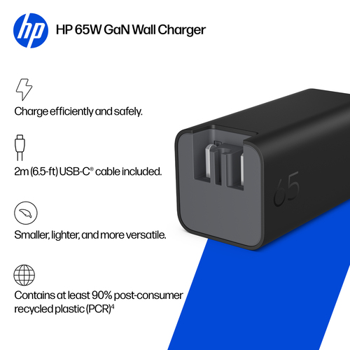 HP 65 W AC Adapter - For Notebook - Europe
