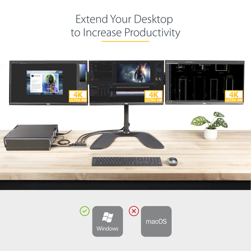 StarTech.com 3-Port DisplayPort 1.4 Splitter, DisplayPort to 3x DP Multi-Monitor Adapter, Triple 4K Computer MST Hub, Wind