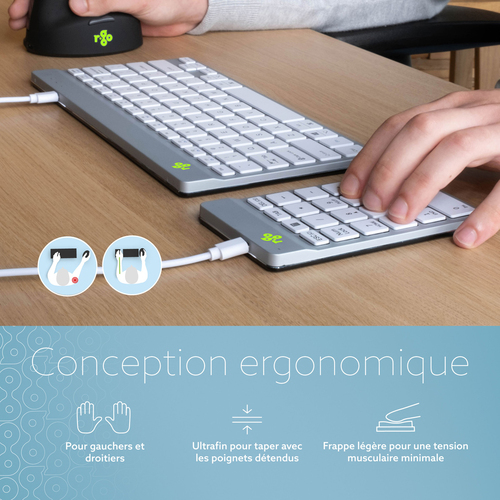 R-Go Tools Numpad Break, clavier numérique - Filaire, Blanc