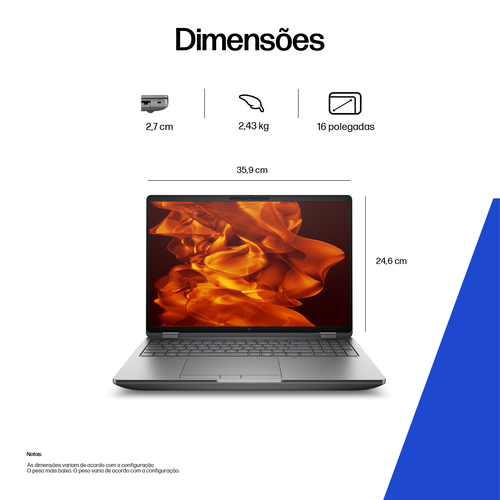 HP ZBook Fury G1i 40,6 cm (16") Estação de trabalho móvel - WUXGA - Intel Core Ultra 7 2ª geração - Tecnologia vPro - 32 G