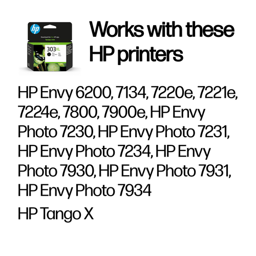 HP 303XL High Yield Black Original Ink Cartridge. Printing colours: Black, Quantity per pack: 1 pc(s), Black ink page yiel