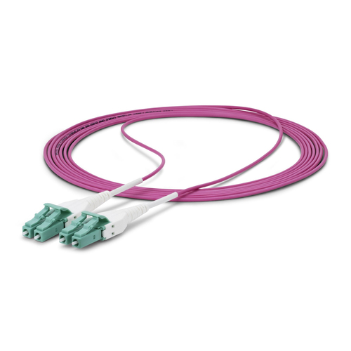 StarTech.com OM4RLCLC3M. Kabellänge: 3 m, Kabeltyp: OFNR, Fibre optic type: OM4, Anschluss 1: LC, Anschluss 2: LC, Lochdur