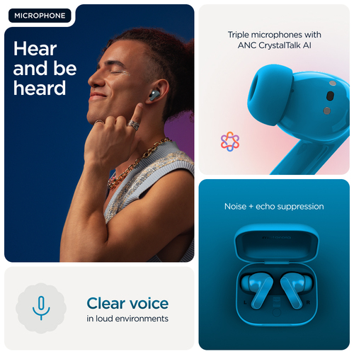 Motorola Mobility moto buds bass True Wireless Earbud Stereo Earset - Pantone Blue Jewel - Binaural - In-ear - Noise Cance